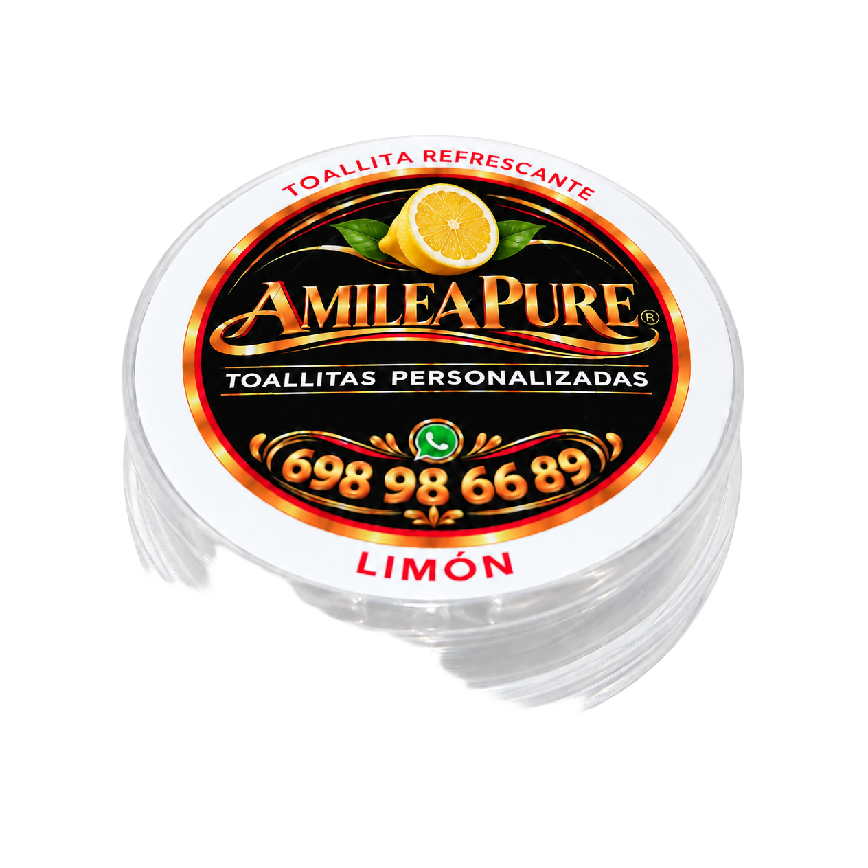 Cápsula con etiqueta de limón y la marca AmileaPure